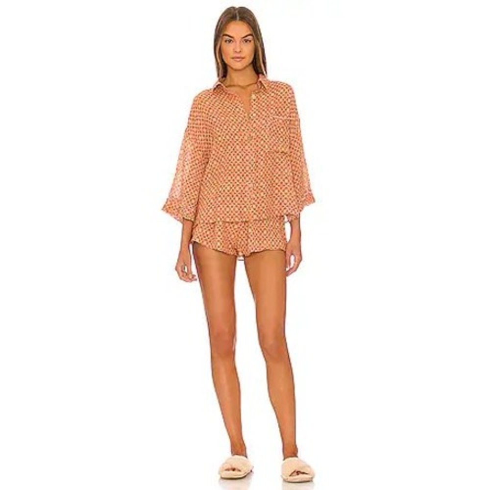 Intimately Free People Orange pajama set daydream Top and Shorts Set S